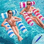 MLRYH 2 Pack Pool Float Water Hammock,Swimming Pool Floating Chair, 4 in1 inflatable hammock(Saddle, Lounge Chair, Hammock, Drifter)，Water Sofa, Swimming Hammock for Adults Kids with Portable Inflator