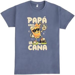 Pampling Camiseta Manga Corta de Hombre, 100% Algodón Estampada, Ropa Masculina en 5 Tallas, Padre, Camiseta Azul, Modelo Papá Eres La Caña (S)