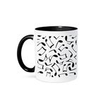 3dRose 165905_4 Music Notes Pattern White and Black Two Tone Mug, 11 oz, Multicolor