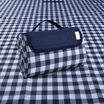 Picnic Blanket|Beach Mat|Picnic Blanket for Indoor and Outdoor, 80" x 57" Sandproof Waterproof Larger Mat for Beach, Travel, Camping, Hiking, Park Grass,Machine Washable, Foldable. (Dark Blue Plaid)