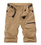 donhobo Men's Outdoor Quick Dry Cargo Shorts Breathable Climbing Safari Shorts Multi-Pockets Pants Khaki 30