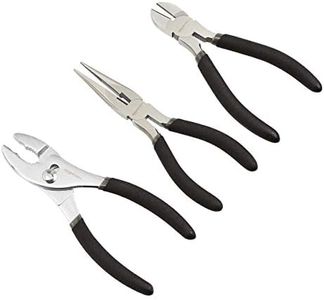 Amazon Basics Pliers Set with Durable Nylon Case - 3-Piece (15.24 CM Diagonal, 15.24 CM Slip Joint, 15.24 CM Long Nose)