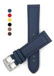 Bandini 22mm Blue Racer with Stitching, Genuine Leather Watch Strap Band with Stainless Steel Buckle, New!