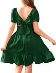 Arshiner Girls Summer Dresses Short Sleeve Shoulderfree Party Festive Princess Dress Beach Dresses for Teenage Girls Green 130