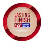 Rimmel Lasting Finish 25 HR Compact Foundation 002 Pearl, Matte Buildable Coverage, Powder-to-Cream, Anti-Pollution Shields, SPF 20, Hyaluronic Acid, Waterproof, Hides Imperfections