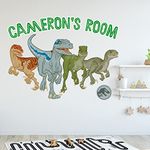 Jurassic World Camp Cretaceous Wall Sticker - Raptor Group Personalised Name Wall Decal Art (60cm Width x 45cm Height)