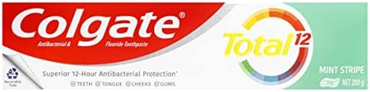 Colgate Total Mint Stripe Antibacterial Gel Toothpaste 200g, Whole Mouth Health, Multi Benefit