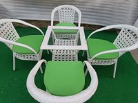 Green Line 4+1 Outdoor Indoor Patio Furniture Sets Rattan Chair Patio Set Wicker Conversation Set Poolside Lawn Chairs Swing Area Balcony Outdoor Garden Furniture (BG1216)