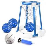 SUPER JOY Pool Basketball Hoop for Swimming Pool Floating Basketball Hoop Includes Hoop, 4 Balls and Pump, Water Basketball Game Pool Toys for Kids and Adults Outdoor Play