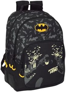 Safta-612269773 Zaino Doppio adatt.Carrello Batman Hero 32 x 42 x 15 cm, Colore Nero, 612269773