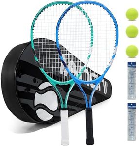 Kids Tennis Racket 23'' Tennis Racket for Kids Youth Tennis Racket -2 Tennis Rackets with 3 Balls,2 Grips,2 Vibration Dampers (Blue and Green)