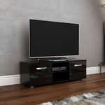 Vida Designs Cosmo TV Unit 2 Door Modern Gloss Matte MDF Living Room Cabinet Media Stand Furntiure Black 120cm