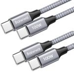 Baiwwa Extra Long USB C to USB C Cable 100W, 2Pack 3M USB Type C to Type C Fast Charger Cable for Samsung Galaxy S24 S23 Plus Tab S8, Pixel, PS5, Switch, and More -Grey