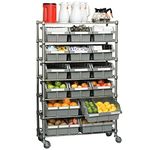 Seville Classics Heavy Duty NSF Bin Rack Solid Steel Wire Shelving Storage Unit, Patented Organizer for Garage, Warehouse, Office, Restaurant, Classroom, Kitchen, Gray, Includes 16 Bins