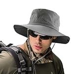 UNIPRIMEBBQ Fishing hat Wide Brim Sun Protection Hat with Breathable Safari hat and Fisherman hat Hiking Hats Boonie Hats for Man Gray