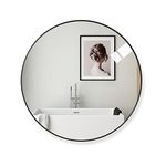 Amazing Tour 50cm Large Modern Round Mirror Black Brushed Frame Wall Mirror Metal Framed HD Glass Wall Mirror for Makeup Bathroom Living Room