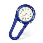 Fob Watch Carabiner, Carabiner Watch, Carabiner Fob Watch, Nurses Clip Watch, Clip on Carabiner Fob Watch for Workers, Clip Watch, Fob Watch, Unisex, Carabiner Watch with Guide Function (Black, Blue)