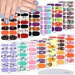 182 Pieces Halloween Nail Wraps EBANKU 13 Sheets Nail Polish Stickers Strips Pumpkin Bat Ghost Halloween Self-Adhesive Full Nail Art Stickers for Women Girls DIY Nail Decorations