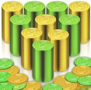 Olutacot 520 Pieces St. Patrick's Day Coins Plastic Clover Good Luck Coins Green and Gold Shamrock Coins for St. Patrick's Day Table Decorations Party Supplies