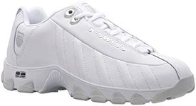 K-Swiss Men's ST329 Leather Sneaker, White/Black/Silver/Gel, 8 M