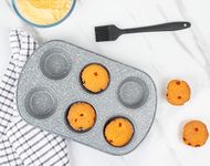 Femora Carbon Steel Stone Ware Non-Stick Coated Muffin Tray – 6 Slots (28 x18 x 5 cm)