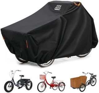 KEMIMOTO Cargo Bike Cover Outdoor, 420D Heavy Duty Trike Covers Extra Long Bicycle Rain Cover Waterproof UV Protection Windproof Folding, Bike Tarp for Adult Tricycles, 3 Wheel Bikes, Cargo Bikes