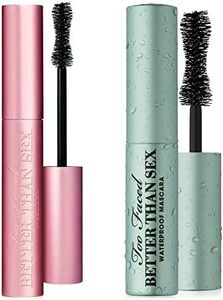 Too Faced Better Than Sex Mascara Duo Regular Full Size and Travel Sized Waterproof Set Sexy Lashes Rain or Shine