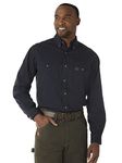 Wrangler Men's Logger Twill Long Sleeve Workshirt SHIRT, Navy, M