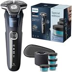 Philips Shaver Series 5000 - Wet & Dry Mens Electric Shaver with SkinIQ Technology, Pop-up Trimmer, Travel Case and 4 x Quick Clean Cartridges with 1 x Quick Clean Pod (Model S5885/69)