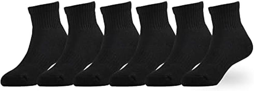 EPEIUS Kids Boys/Girls' Cushioned Socks Thick Cotton Quarter Athletic Socks Sports Running Ankle Socks 6 Pack 4-14 Years, Ankle_black,6 Pack, 7-10 Years