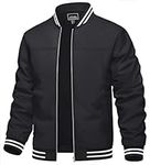 TACVASEN Men's Varsity Jackets Black Bomber Jackets Men Windproof Jackets Men Casual Jackets Men Spring Jackets Harrington Jacket Letterman Jacket