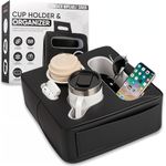 Premium Handmade Couch Cup Holder Pillow - Sofa Cup Holder 5 in 1 Console Caddy for Couch, Bed, Sofa, RV & Car, Holder for Snacks, Remotes, Phones & Tablet - Cup Holder for Car Back Seat