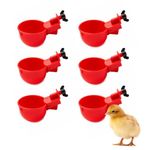 SAFURE Automatic Chicken Water Cups | Poultry Drinking Water Feeder for Chicks, Duck, Goose, Turkey & Bunny | Leak-Proof Gravity Waterer | Easy Install Poultry Feeder Kit (Pack of 6)