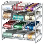 Sulishang 4-Tier Stackable Can Storage Rack Silver, Stainless Steel Upgraded Large Capacity, Suitable for Kitchen Cabinets, Pantry, Multifunctional Storage Rack