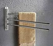 BTSKY™ New Wall-Mounted Stainless Steel Bathroom Kitchen Towel Rack Holder with Extra Long 3 Bars Swivel Bars