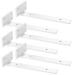 Riuog 6 Pack Shelf Bracket, Floating Invisible L Shelves Brackets, Industrial Metal Shelf Bracket Hardware Supports, Brackets for Shelves (White, 20CM(7.8in))