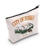 TOBGBE Forks Washington Gift Twilight Saga Cosmetic Bag Twilight Merch Twilight Saga Fans Gift City of Forks Makeup Bag (City of Forks ca)