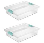 STERILITE 19638606 Large Clip Box, Clear with Blue Aquarium Latches