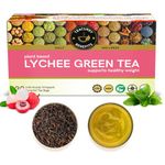 TEACURRY Lychee Flavor Green Tea (1 Month Pack, 30 Tea Bags) - Organic Lychee Green Tea | Rich In Vitamins & Minerals | Made With Natural Ingredients