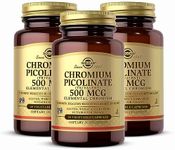 Solgar Chromium Picolinate 500 mcg - 60 Vegetable Capsules, Pack of 3 - Supports Sugar, Fat & Protein Metabolism - Non-GMO, Gluten Free, Kosher - 90 Total Servings