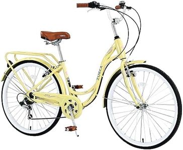 WEEROCK 26 Inch Adult Cruiser Bicycle City Ladies Bike Shimano 7 Speeds Steel Frame Commuter Bike for Women, Men, Seniors,Yellow