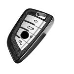 JVCV® Premium Soft TPU Leather Pattern Key Cover Compatible with BMW Blade Smart Key (Silver)