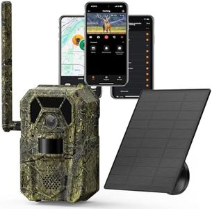 MagicEagle® 4G LTE Cellular Trail Camera with Solar Panel, Night Version, 5MP HD Game Camera with 0.3s Trigger Speed, 13000mAh Ultra-Long Battery, AI Species Recognition, Anti-Theft & IP66 Waterproof