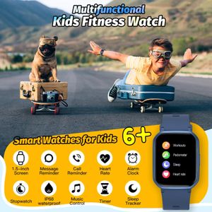 Kids Smart Watch for Boys – Waterproof Fitness Tracker, 1.5” DIY Face, Heart Rate, 19 Sport Modes, Blue