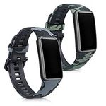 kwmobile TPU Silicone Watch Strap Compatible with Huawei Band 6/6 Pro - 2X Band - Camouflage Black/Light Green/Dark Green