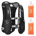 UTOBEST Running Vest Running Backpacks Lightweight Adjustable Hydration Pack 5L for Men & Women, Black, with 2*350ml Bottles