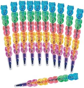 Fun Express - Stackable Bunny Crayons for Easter - Basic Supplies - Drawing - Crayons - Easter - 12 Pieces