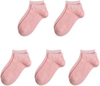 SERISIMPLE Viscose Bamboo School Socks Ankle Super Soft Kids Socks Stretch Cuffs Athletic Socks Odor Anti-odor 5 Pairs (Medium, Coral pink)