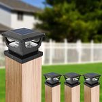 GEYUEYA Home Solar Post Lights,Solar Post Cap Lights IP65 Waterproof Solar Fence Lights Outdoor Garden for 3x3 4x4 inch Patio Fence Deck Wooden Posts-4 Pack