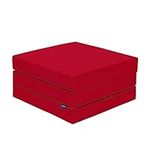 Ready Steady Bed Fold Out Single Z Mattress | Water Resistant Folding Cube Z Bed | Children Guests Living Room Bedroom Sleepover | Comfy Pouffe Futon | Comfy Durable Lightweight Sofa Chair (Red)